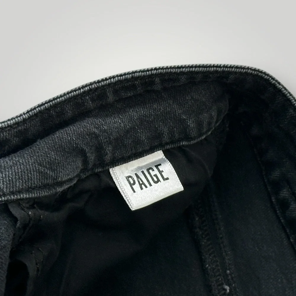 PAIGE Margot Straight Leg Jeans Womans 26 (26x26) Tie Waist Black Denim‎ Raw Hem